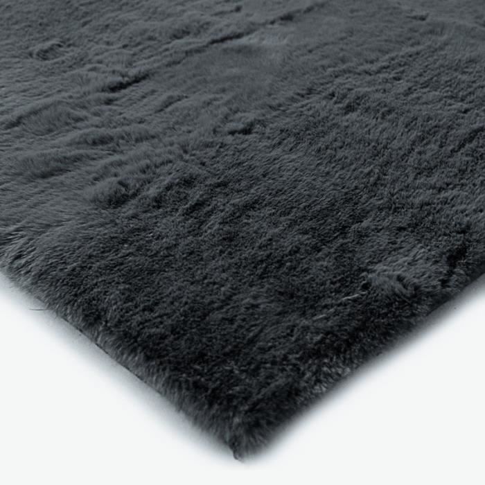 Living Room Rug Faux Fur Extra-soft Dark Grey 120x160