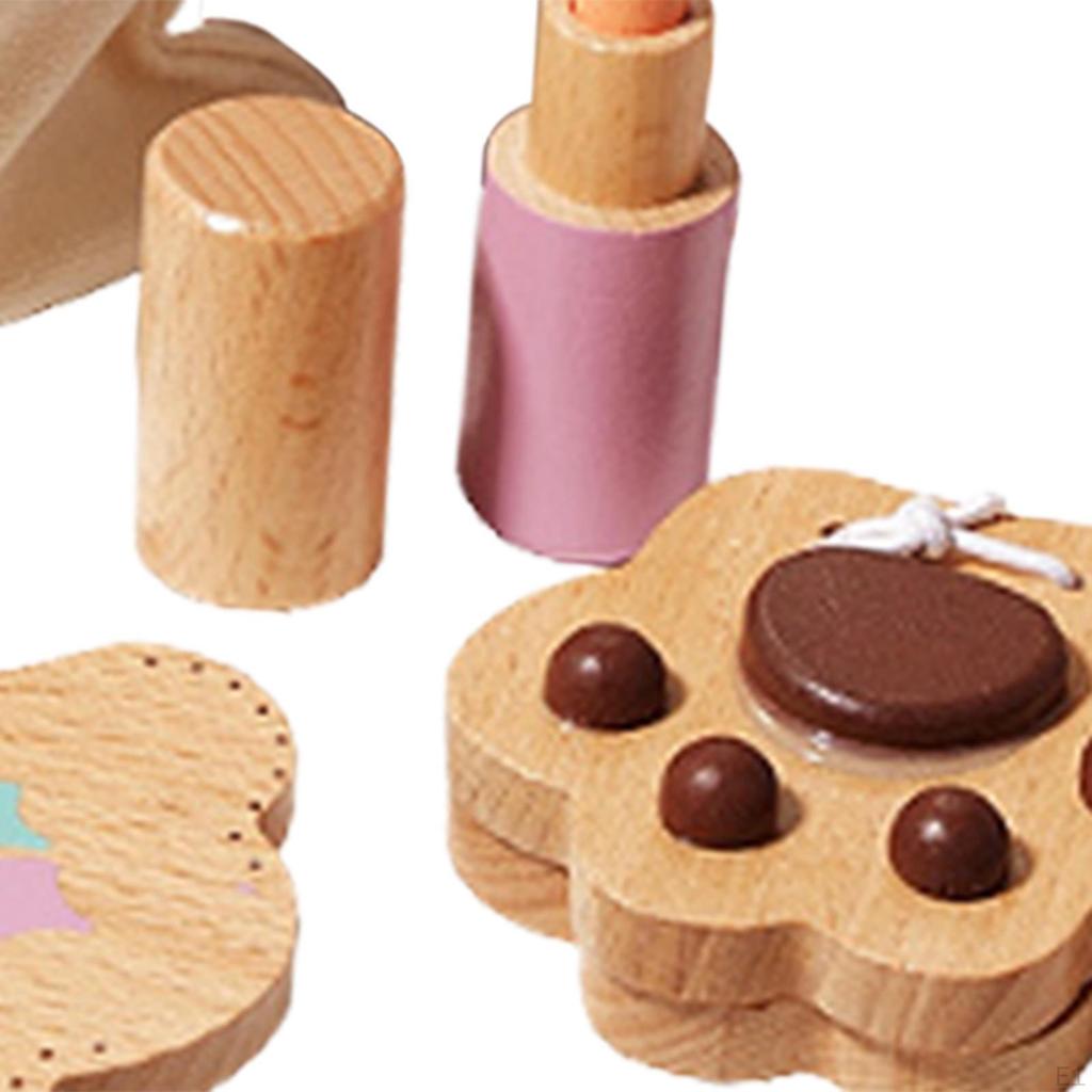 Wooden Makeup Toy Set Pretend Beauty Salon Play Early Learing Comb Brush Cosmetic