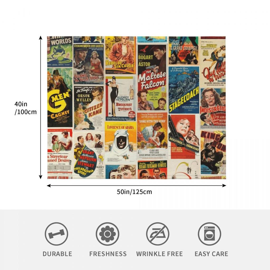 Classic Movie Poster Collage Throw Blanket Elegant Warm Throw Blanket for Hotel Home