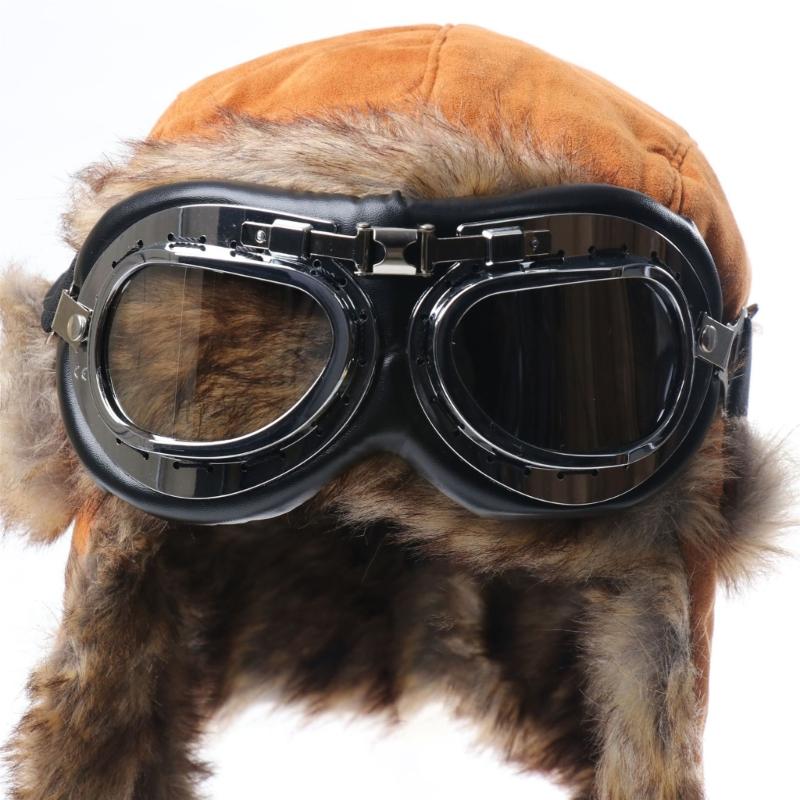 Thermal Winter Hat With Detachable Goggles For Skiing Riding And Outdoor Activity Vintage Style Ear Protection Cold Weather