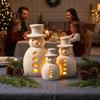 Decorative Snowman Lamp Christmas Light LED Lights Resin Figurine Light-up Hollow Night for Holiday Party Tabletop Decor Festive