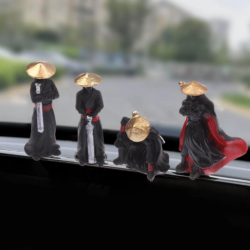 4Pcs/Set Resin Mini Figures Model Ancient Japanese Chinese Ninja Samurai Warrior Modeling Cool Miniature Car Decoration Gifts