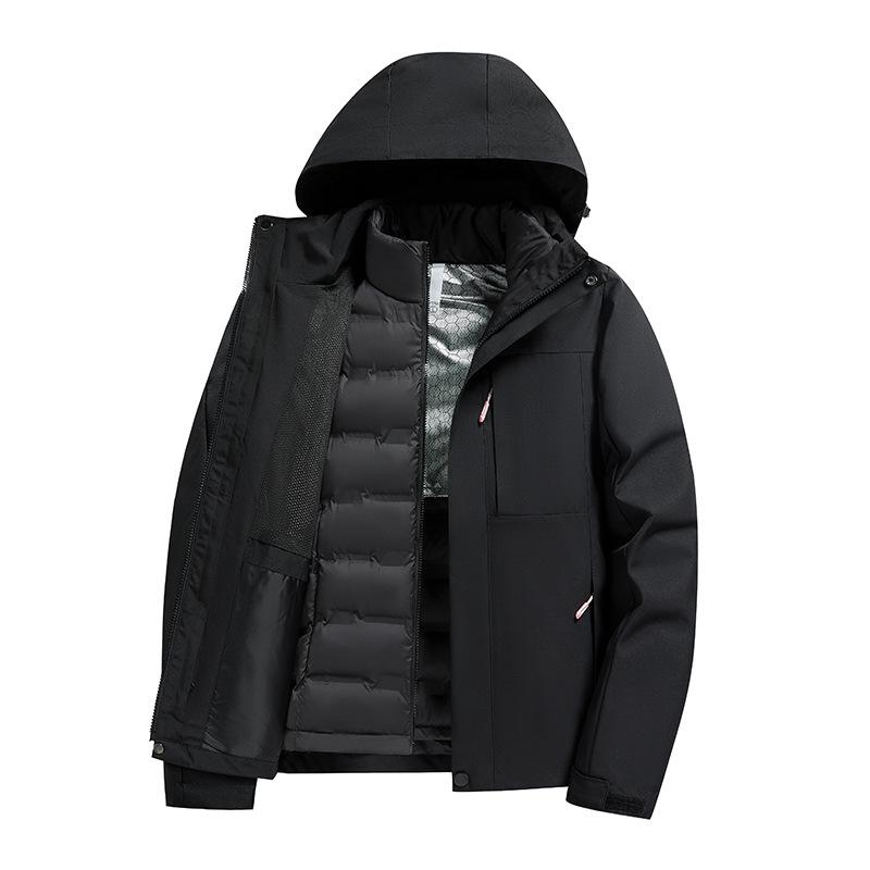 Removable Graphene Liner Ski Jacket: 3-in-1 Winter Outdoor Two-Piece Set for Couples