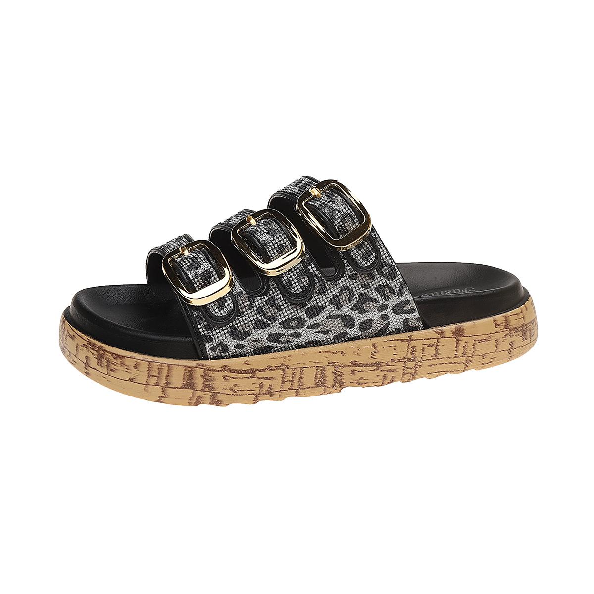 

Fashion Women s Slippers 2025 Brand Plus Size Fashionable Sequin Flat Shoes New Belt Buckle Exposed Toe Outdoor Casual Women s Slippers 41 чёрный