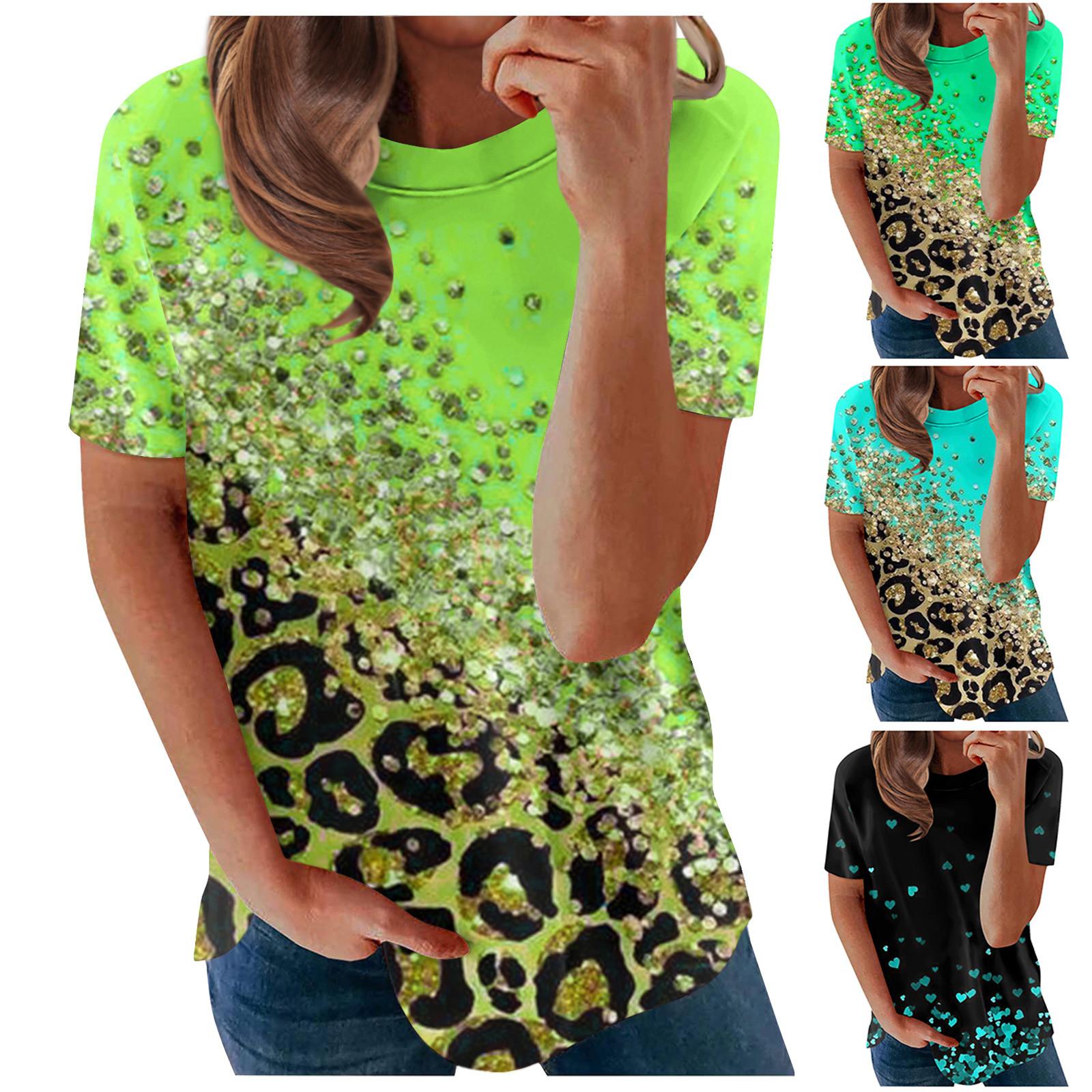 

Женские винтажные летние свободные топы с короткими рукавами и круглым вырезом с принтом и круглым вырезом, женские летние футболки