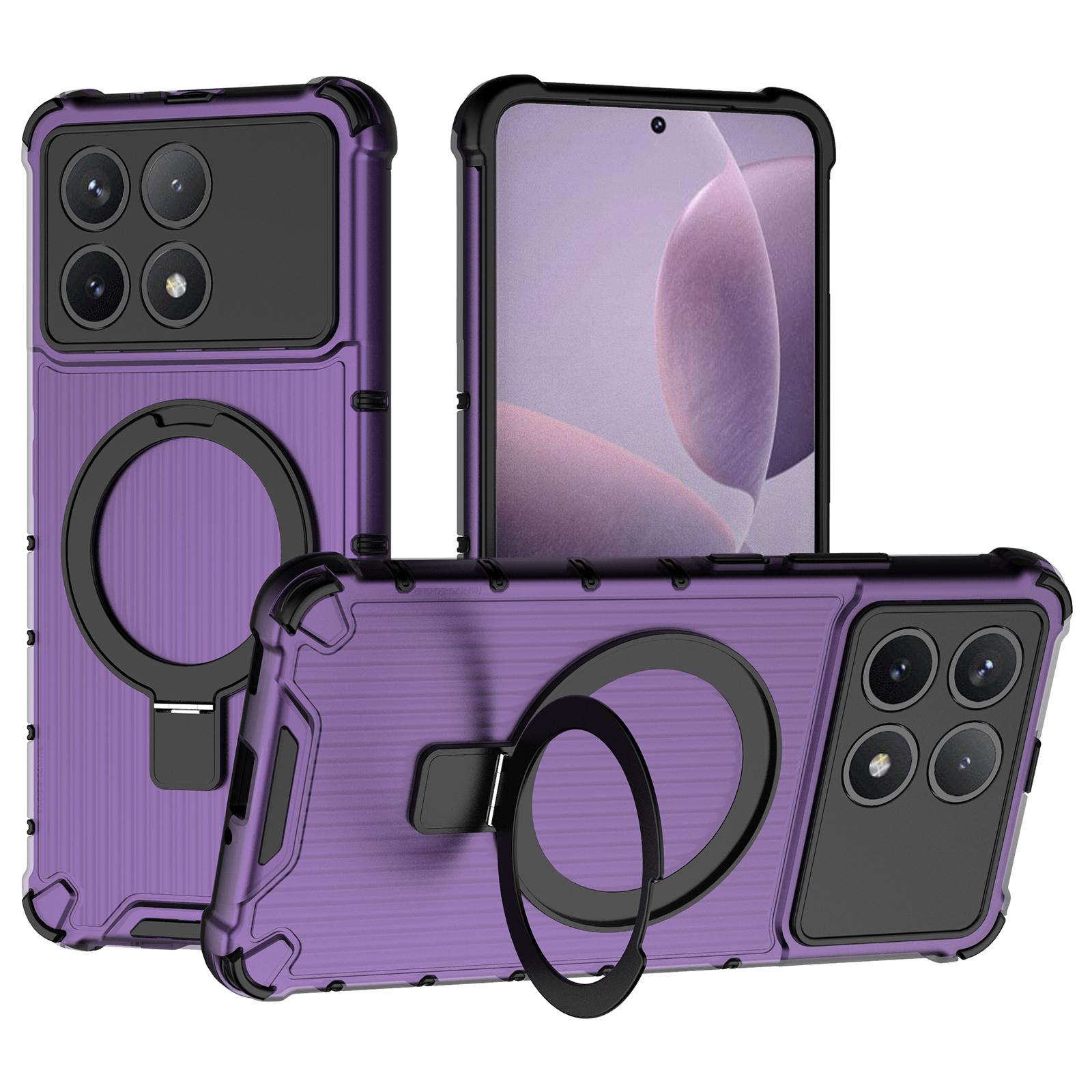 

Phone Case For Xiaomi Poco F6 Pro 5G/Redmi K70 5G/Redmi K70 Pro 5G with Kickstand PC+TPU Phone Cover Compatible with MagSafe Purple