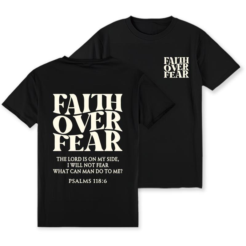 Faith Over Fear Christian T-Shirt - Jesus Graphic Classic Cotton Tee S разноцветный