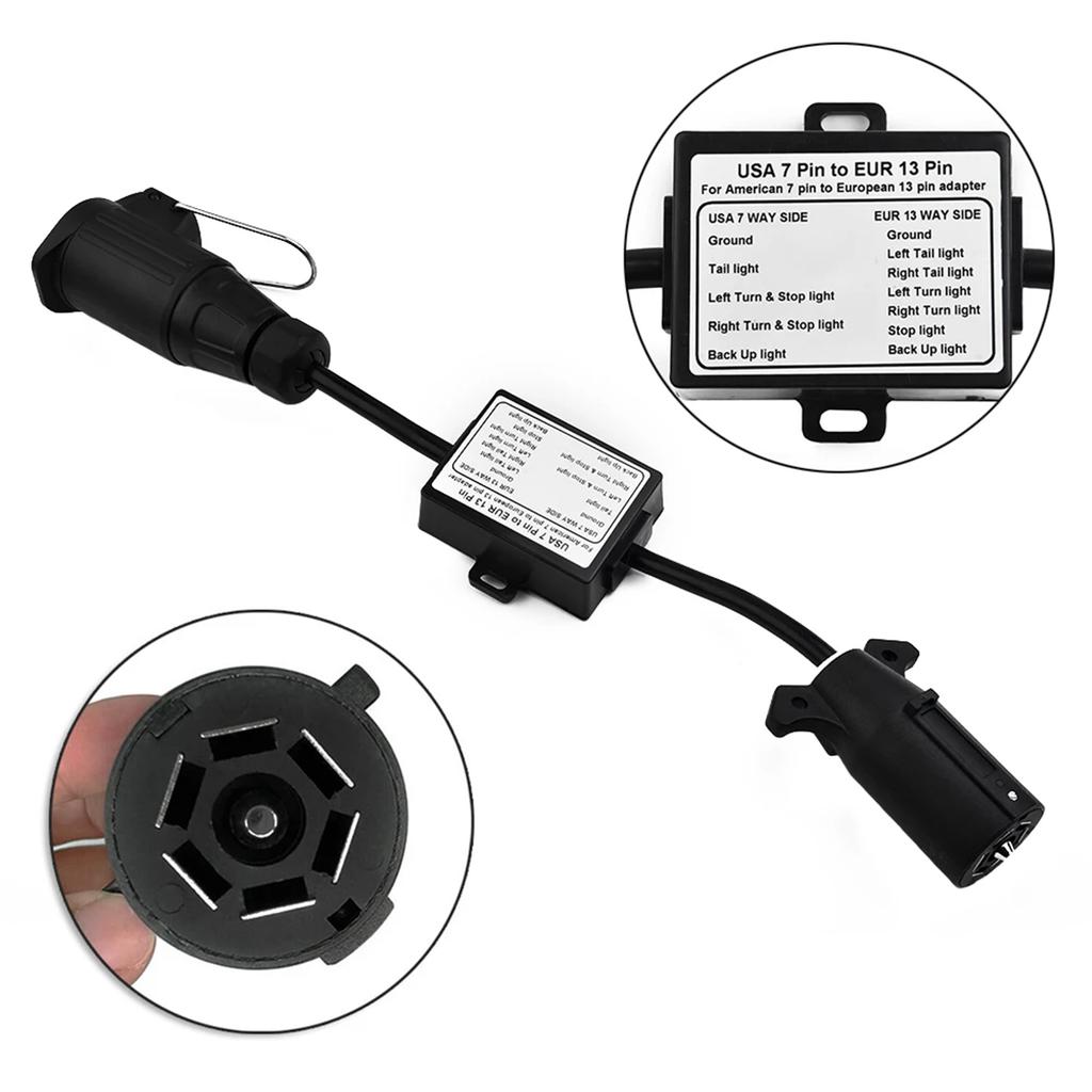7 Pin to 13 Pin Adapter Converter Weather Resistant for Safe Trailer & Vehicle Connection Ensuring Stable Light Signals