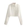 Women's Collar and Exposed Navel Shirt Solid Lapel Short Navel Shirts Women
