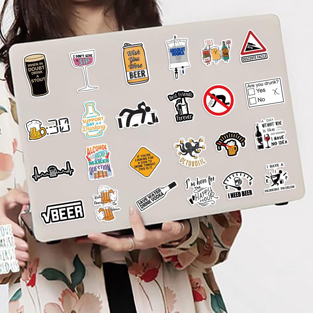 50 Cartoon Funny Beer Stickers Decorate Notebook Suitcase DIY Waterproof Stickers