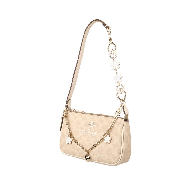 COACH [Customized bag] Nolita 19 Jiuqi classic presbyopia print coated canvas portable shoulder bag small size women's bagel Baiyingcuo