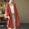 2026 Summer-Autumn Retro Cotton Linen Mid-Length Cardigan: Loose Fit, Artistic Plus Size, Casual Air Conditioning Shirt for Women.