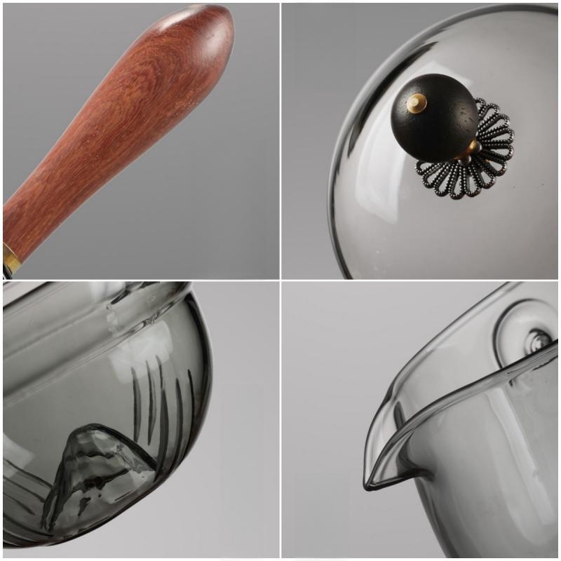 Side Handle Glass Teapots High Temperature Resistant Kung Fu Teaware Accessories Rotating Tea Water Separation Filter Tea Tools