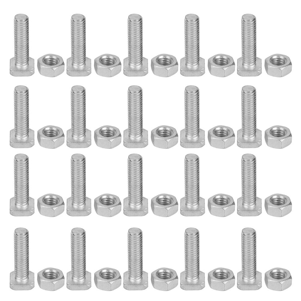 20 Set 22mm M6x22 Bolts and M6 Nut Aluminium Nuts & Bolts Set Tool Accessory for Greenhouse