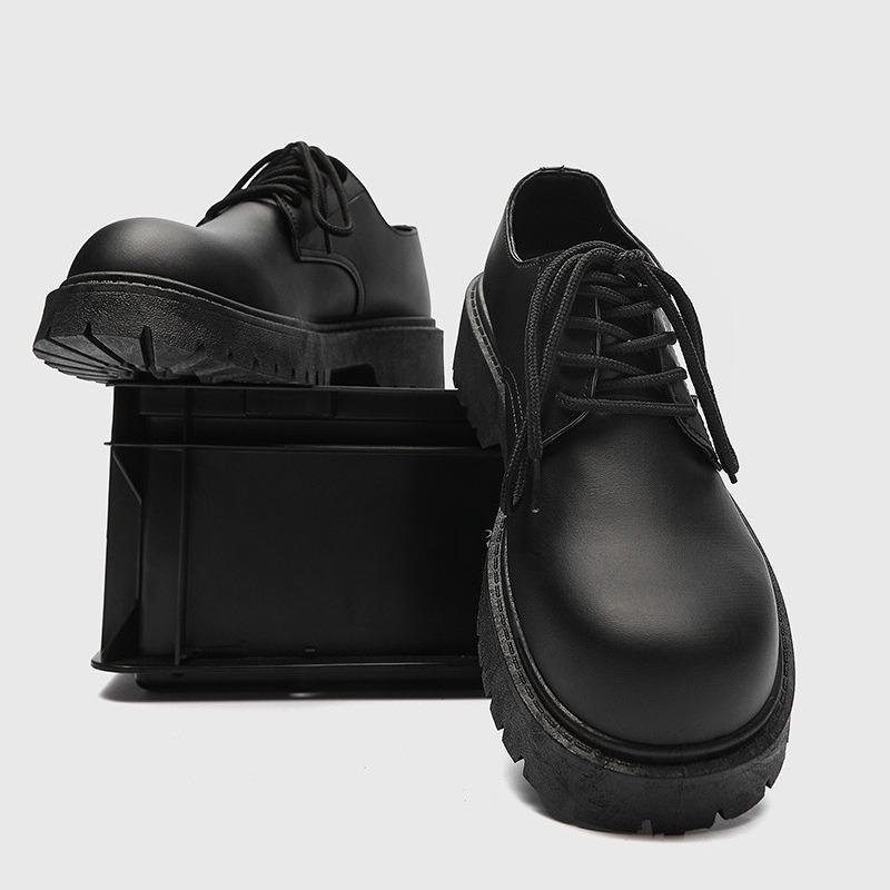 Big Head Leather Shoes for Men, Spring and Autumn Casual Retro Thick Soled Height Increasing Shoes, Formal British Style Shoes