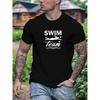 European Sizes Men's Summer Casual T-Shirt with SWIM Graphic - Breathable, Crew Neck, Short Sleeve - Perfect for Outdoor Activities