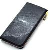 Levetta Stingray Leather Long Wallet, YKK Mix Colors, L-Zip, Galuchat, Stingray, Black, Men's and Women's, Genuine Leather [164-1stw]
