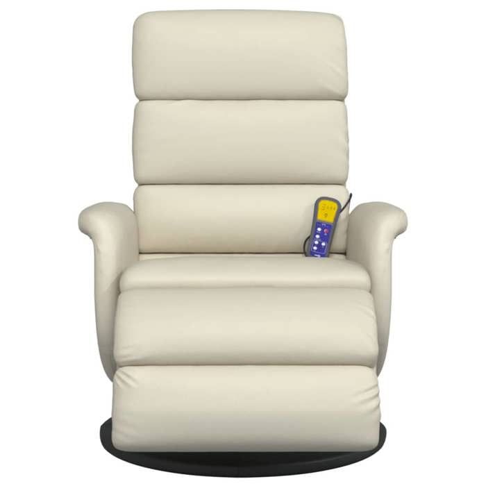 VidaXL Reclining Massage Armchair and Footrest Cream Faux Leather 356725