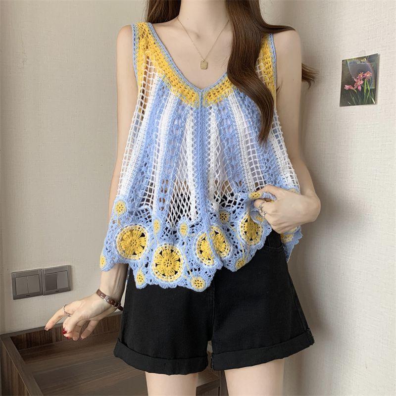2026 Summer Knit Crochet Lace Tassel Vest Cover-Up