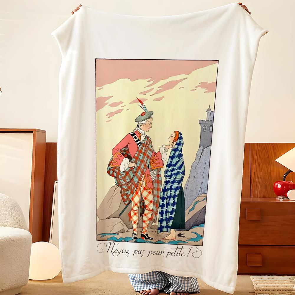 Artist G-George B-Barbier Throw Flannel Throw Blanket, Lightweight Cozy, Durable Washable cute Cool