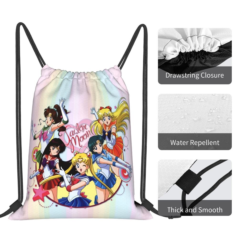 Custom Sailors Anime Moons Drawstring Backpack Women Men Gym Sport Sackpack Foldable Bishoujo Shopping Bag Sack