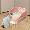 Cat Litter Box Open Top Pet Litter Tray High Sided Litter Pan Splashproof Cat Sand Box Bedpan Potty Toilet for Kitten Small Animals Hamsters, Pink L