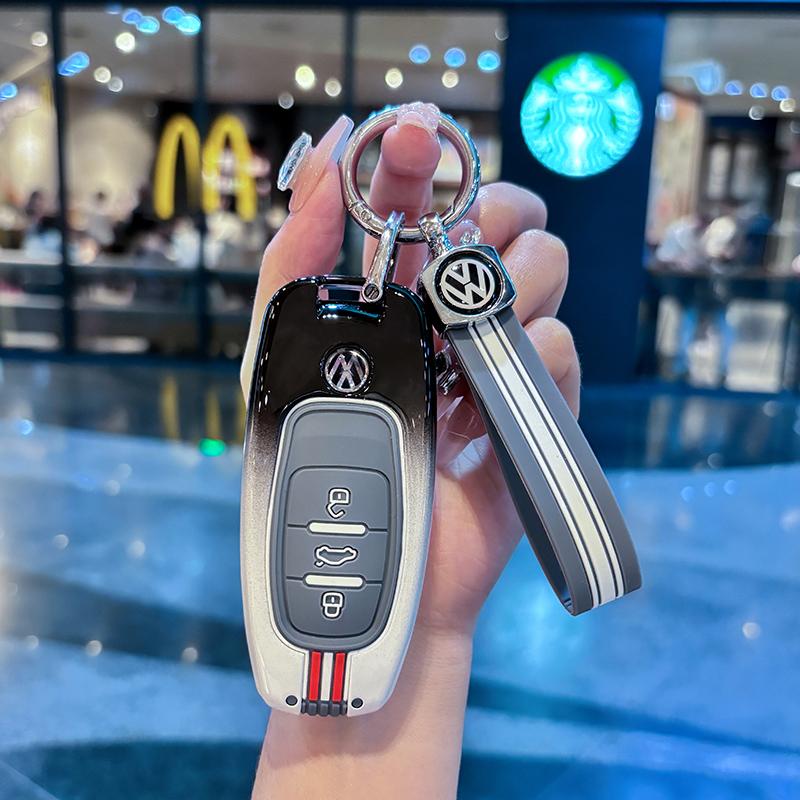 For VOLKSWAGEN Car Key Case Cover Protector Holder Shell For VW Tiguan Touran Caddy Beetle Jetta Eos Golf Polo Hella Keyless Rem