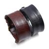 2025 Vintage Single Layer Brown Leather Wide Wristband Adjustable Cuff Bangles for Men Women Friendship Bracelets