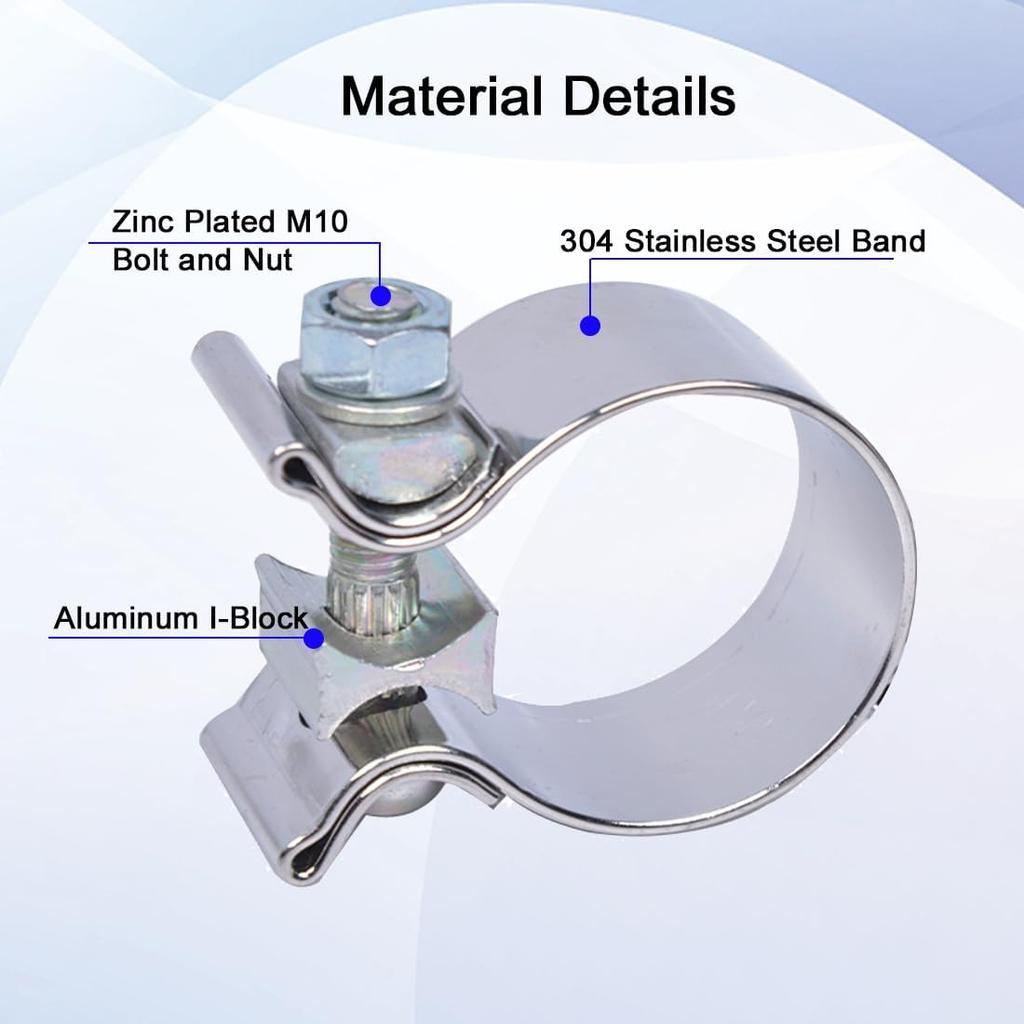 Universal ID 3.5 Inch Exhaust Clamp, Stainless Steel 3-1/2 Inch Narrow Band Lap Joint Butt Clamp