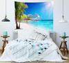 Cruise Ship Tapestry Caribbean Sea Palm Tree Coral Beach Tapestry Wall Hanging  Large Tropical Island Summer Holiday Tapestries