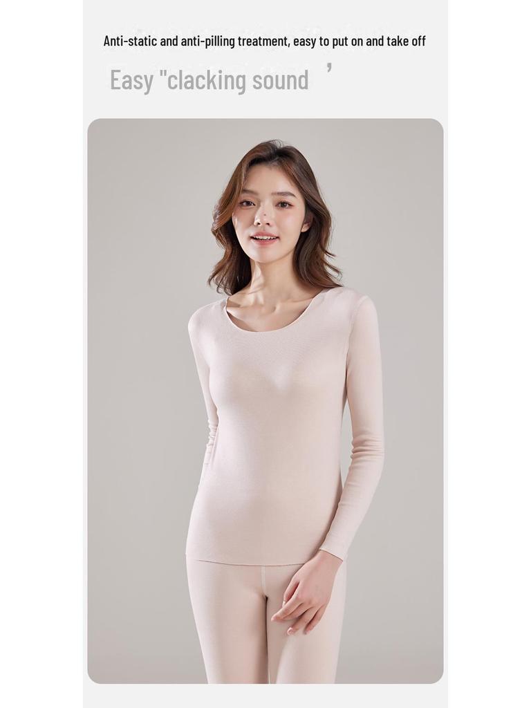 Women's Thermal Underwear Set 2024: Antibacterial, Seamless, Heated, Velvet-Lined, Thick Winter Base Layer with Top and Bottom.