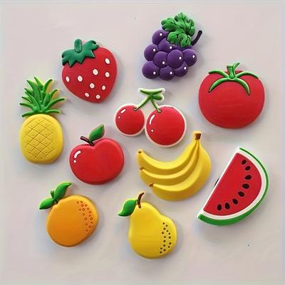 5pcs Colorful Fruit-Shaped Refrigerator Magnets Set, Plastic Fruit Magnets for Whiteboard, Home Decor - No Power Needed