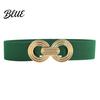 Wide Elastic Waist Belt 75cm Women's Belt, Stretch Fashionable with Slimming for Daily Commute Geometric Metal Buckle, Dress Corset Accessory