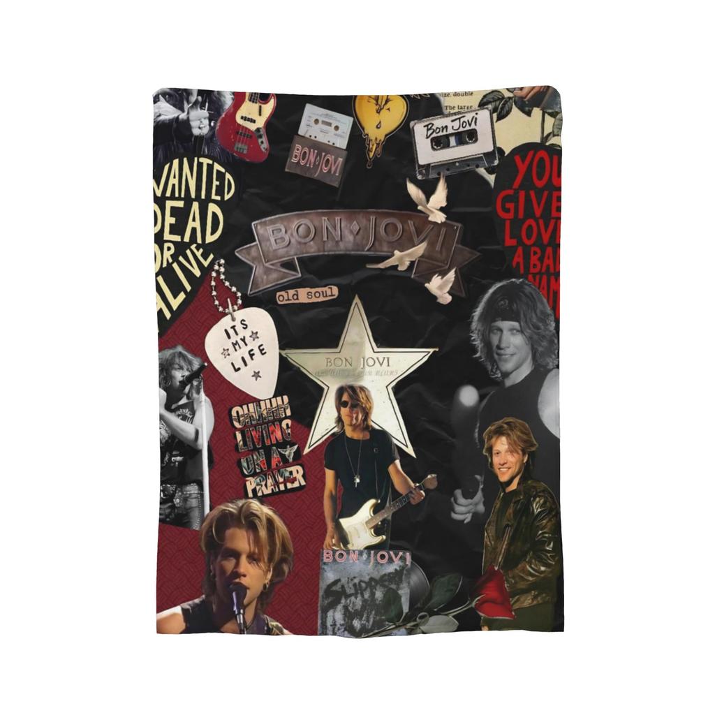 BONs JOVIs HEART Music Flannel Blankets Vintage Throw Blankets for Home cm Rug Piece