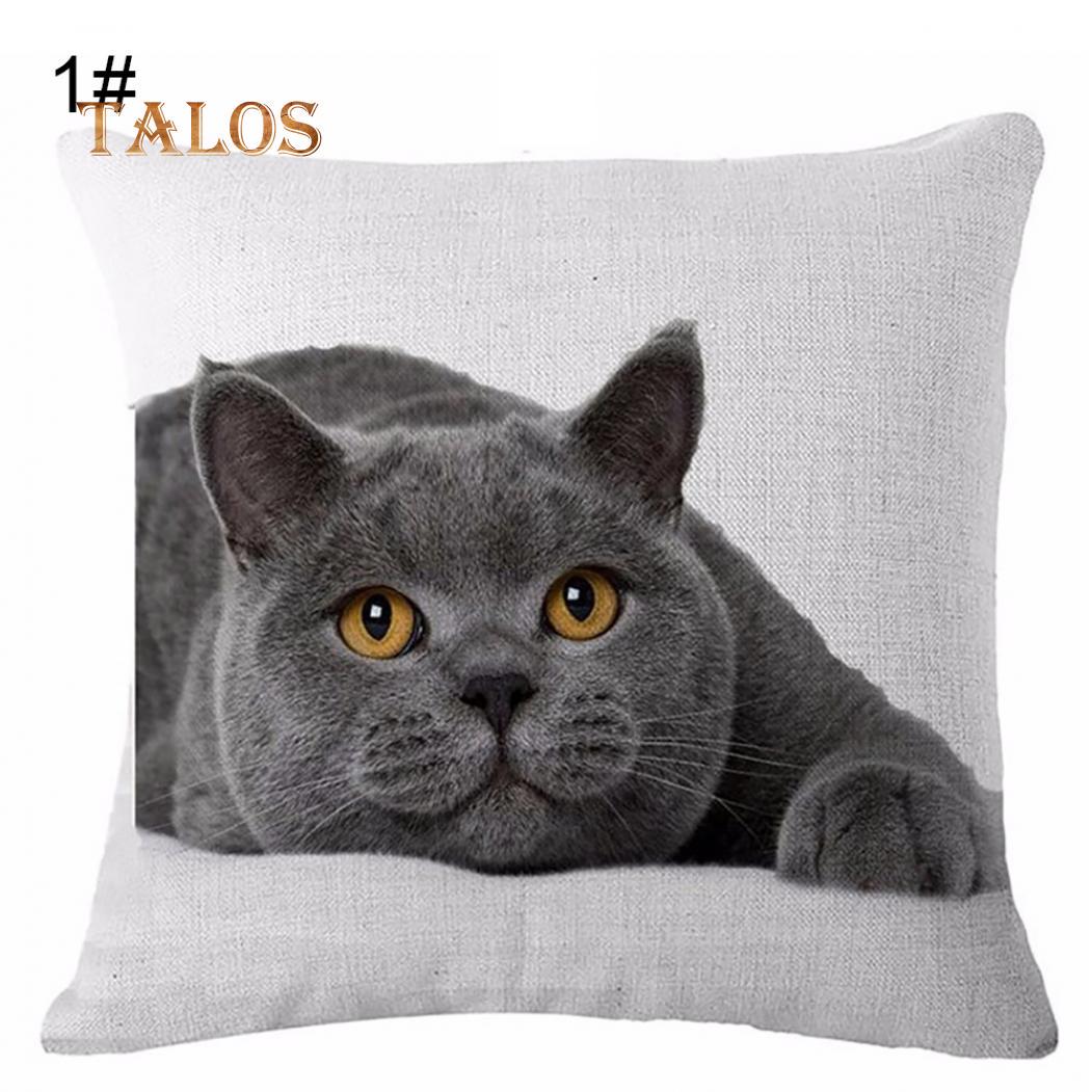 Льняная наволочка с милым котом и принтом, наволочка для домашнего дивана, кафе, декор, украшение 1#