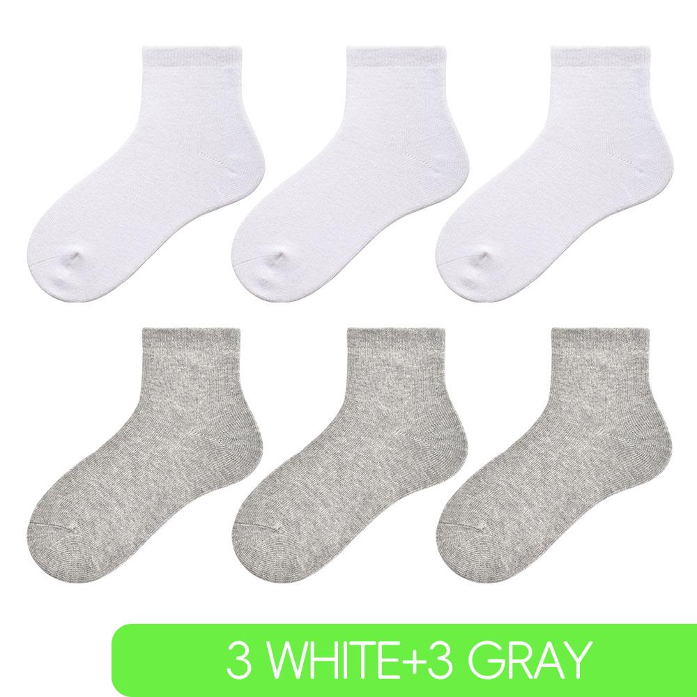 Children Boys Girls Cotton Above Ankle Sport Socks Soft Sweat Plain Stitch Athletic Spring Autumn Winter White Rray Black