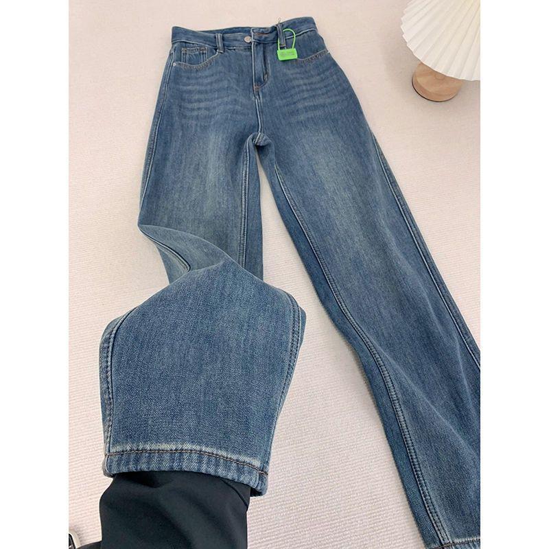 Jeans da Donna Invernali 2025, Vita Alta, Vestibilità Aderente, Foderati in Pile, Denim Spesso, Gamba Dritta, Casual, Versatili, Modellanti, Gamba Larga.