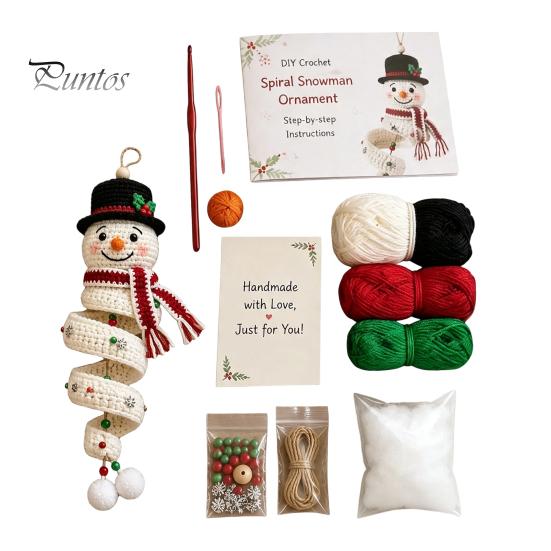 Häkelset für Anfänger Puppe Spiralornament DIY-Kit, Feiertagshandwerk mit Weihnachtsbaum Weiches Garn, Perlen, zum Aufhängen für Fenster Wand Schrank Geschenk Ihr A beige