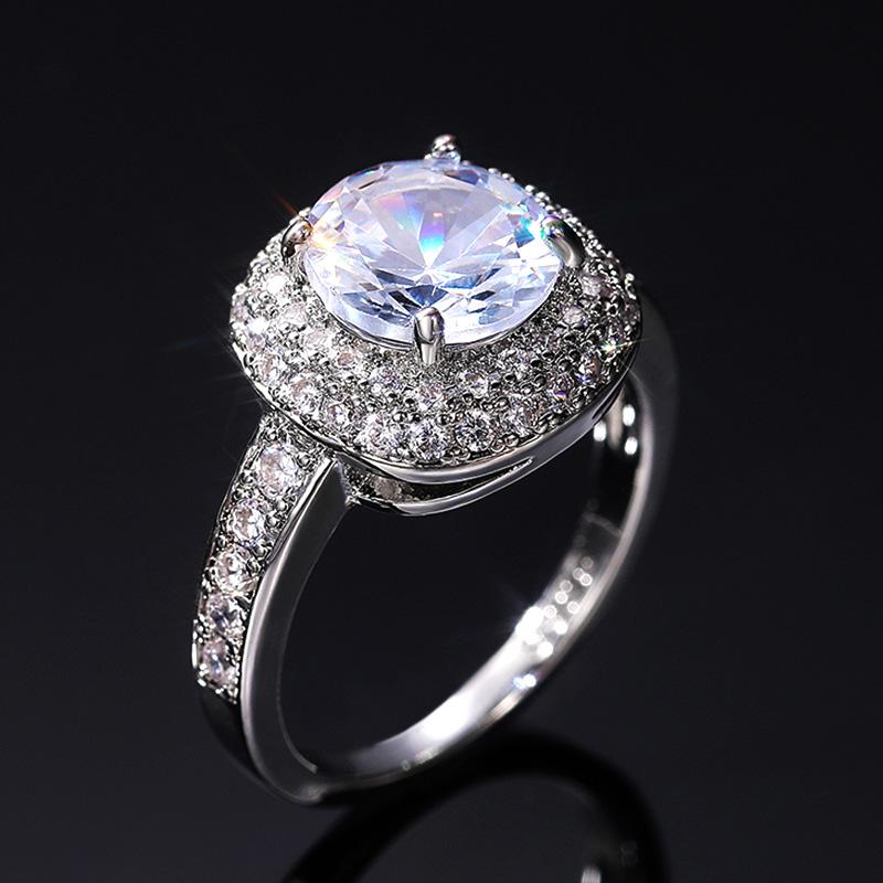 New Luxury Fashion Women Wedding Eternity Ring AAA Cubic Zirconia High-quality Female Party Accessories Statement Jewelry