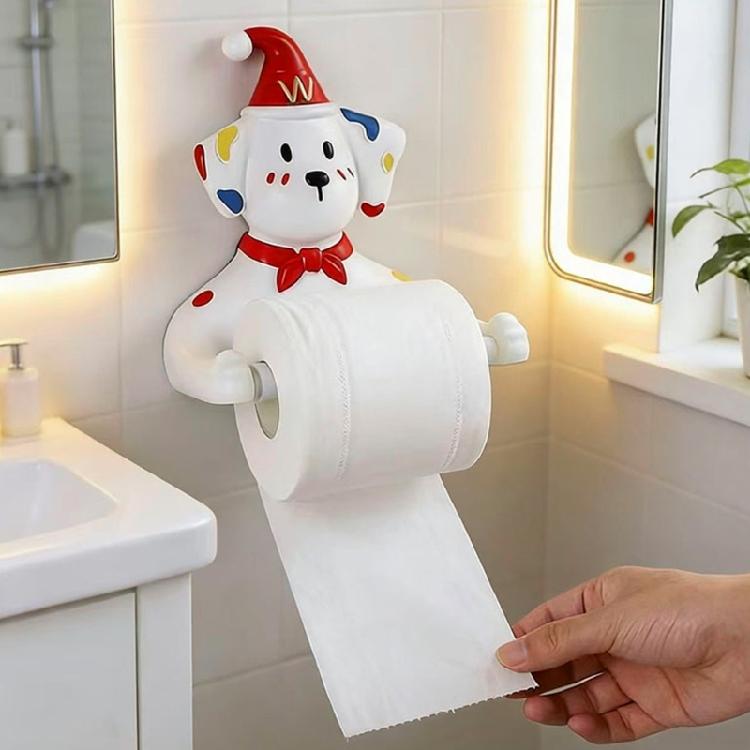Adorable Puppy Shaped Bathroom Tissue Box No Screws Needed Suitable for Standard Rolls
