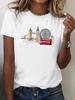 London Landmarks Illustration Print Tshirt Womens Harajuku Short Sleeve Casual Womens Tshirt Clothing Street Tops Tees
