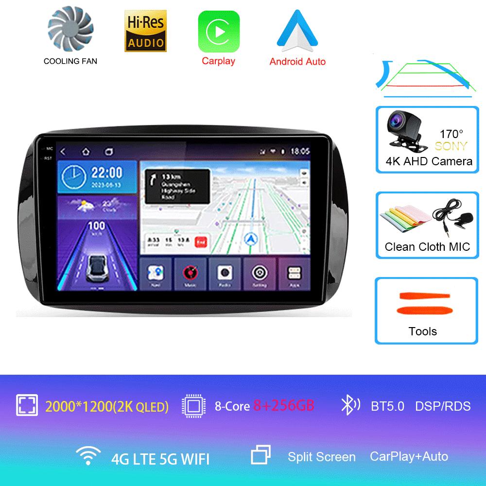 Car Radio Android 14 Carplay For Mercedes Benz Smart 453 Fortwo 2014 2015 2016 -2020 Multimedia Player Navigation GPS Stereo DSP