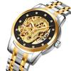 Dragon Goldene Uhren für Herren Wasserdichte Armbanduhr Herren Edelstahl Herren Automatische Mechanische Uhr