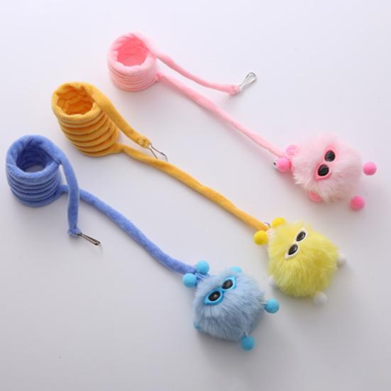 1 Set Cat Teaser Toy Scratch-resistant Rabbit Fur Ball Pet Kitten Cat Swing Rope Toy with Suction Cup Pet Supplies