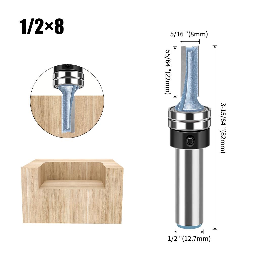 

Woodworking Double Bearing Cutting Cutter Slotting Cutter Bakelite Milling Cutter Slotting Belt Bearing Router Straight Cutter Milling Cutter Cutter Double bearing cutting knife 1/2 * 8