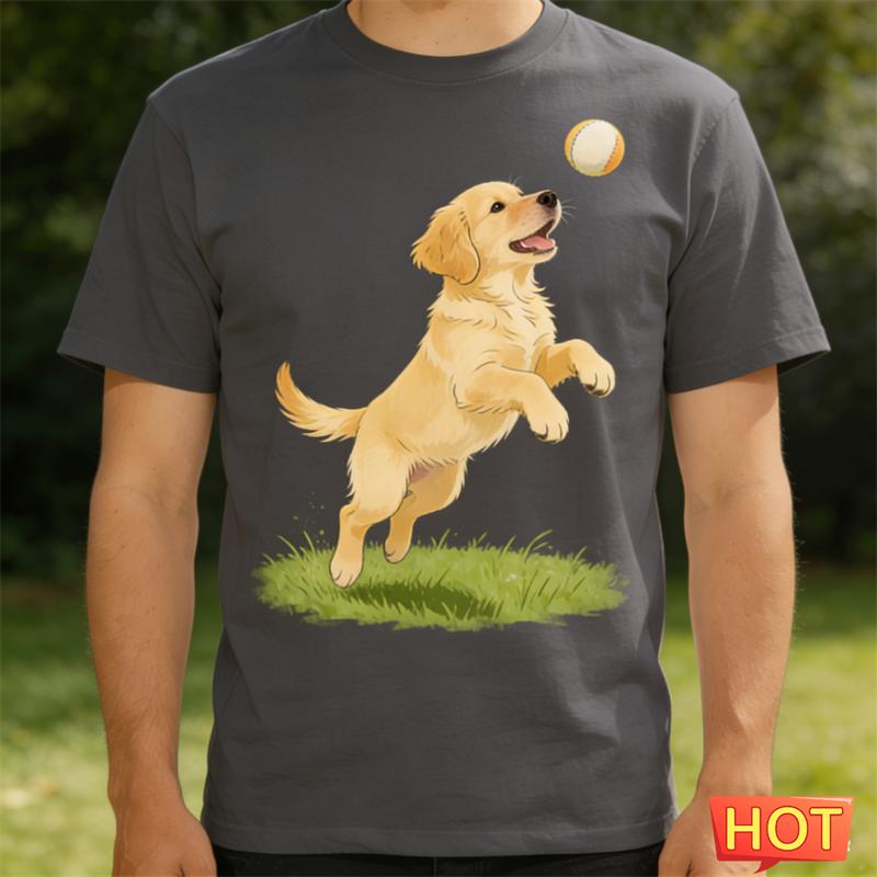 Funny Golden Retriever Graphic T Shirts For Men Summer Fashion Cute Dog 3D Printed T-shirts Casual Oversized Crew Neck Tees Tops
