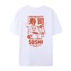 Retro Sushi Back Print Japanese Food T-Shirts Women Cute Funny Graphic Tees Oversized Streetwear Clothes Unisex Fashion Top Gift