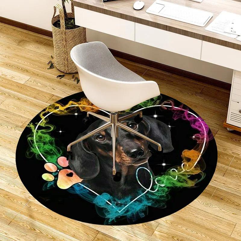1pc Office Carpet Chair Mats Dachshund Love Heart Perfect for Decorating Office Chairss, Or Bedrooms.YDT538