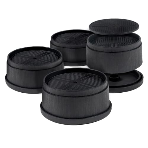 Set of 4 Black Round Table Legs, Adjustable Height for Beds, Tables, Sofas, Desks, and Kotatsu Heaters (1000kg Weight Capacity), Stackable, 4cm High