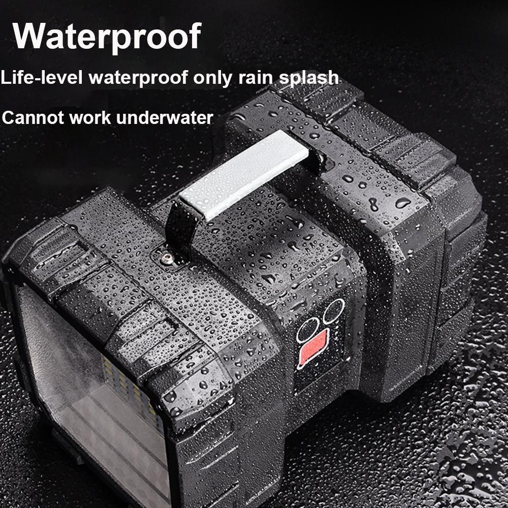 XHP70 Superhelle Doppelkopf-Taschenlampe 200W Wiederaufladbare LED-Taschenlampe Wasserdichte Handheld-Arbeitsleuchte Scheinwerfer Camping